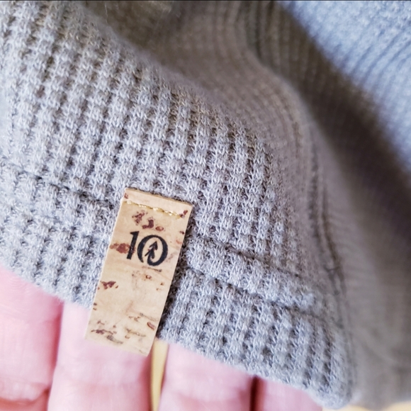 10TREE WAFFLE ORGANIC COTTON BLEND HOODED CARDIGAN IN Taupe - S - Picture 11 of 12